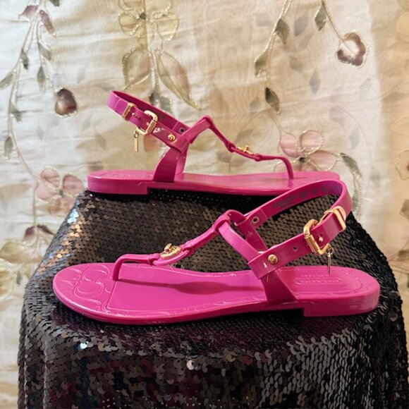 Hot Pink/Fuchsia  COACH  'Pier' Thong Sandals Sz 6 - Picture 1 of 16